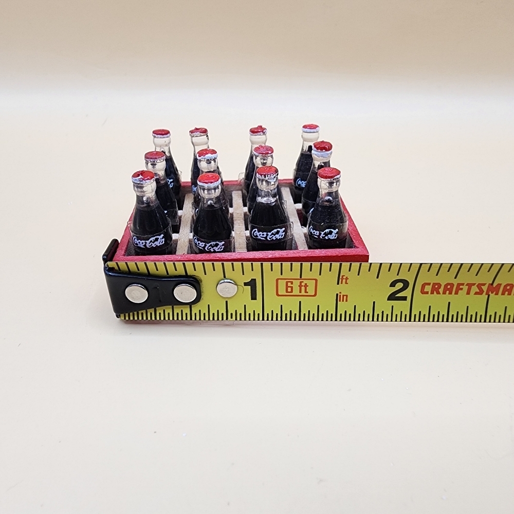 12 Miniature Coca Cola Bottles Wood Crate 1:12 1.5" Coke Dollhouse Barbie Drink - Picture 3 of 5